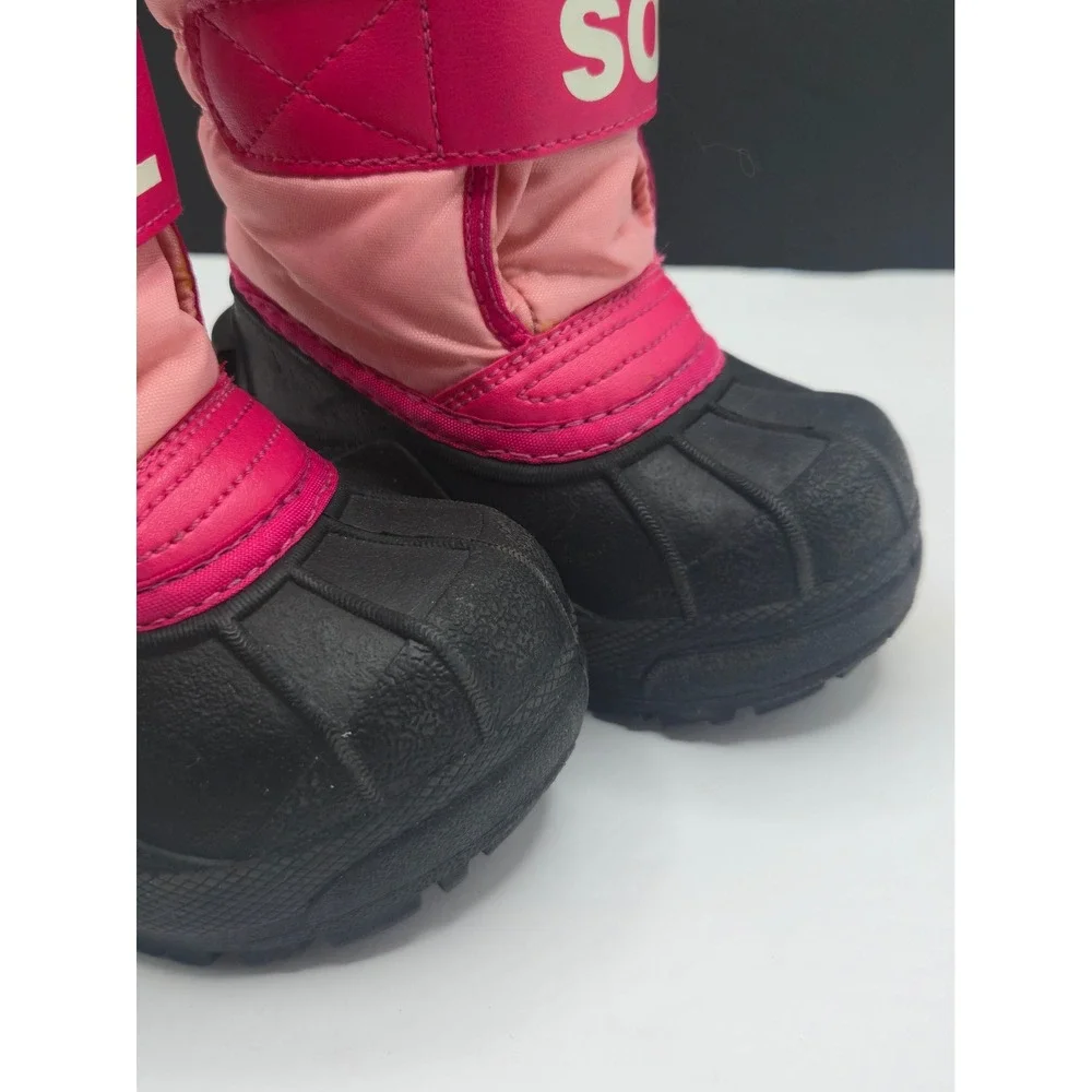 Sorel Snow Boots Commander Toddler Size 6 Pink Black Waterproof Insulated NV1877